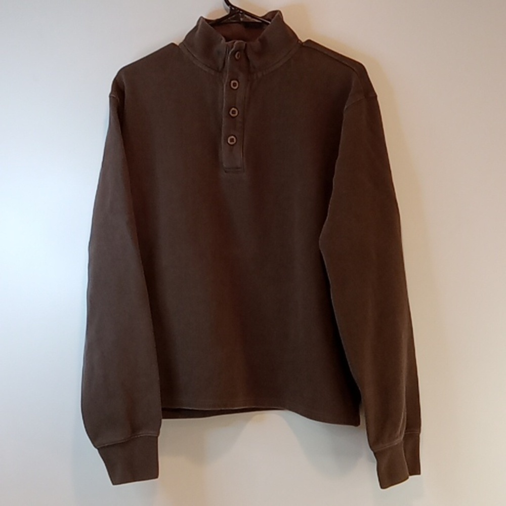 Fossil 1/4 Button Pullover Fleece Sweater Mock Neck Heavy Men's Sz Med EUC NICE!